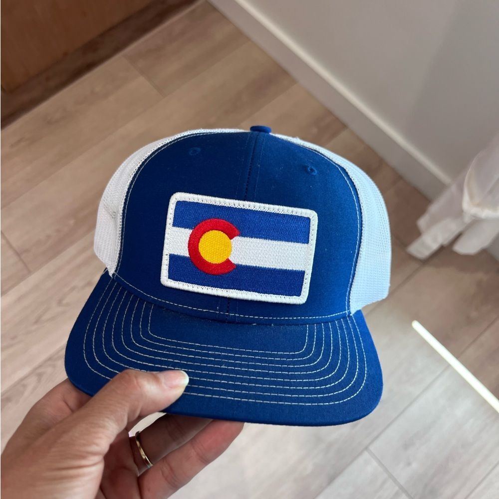 Colorado Flag Patch Blue and White Trucker Hat
